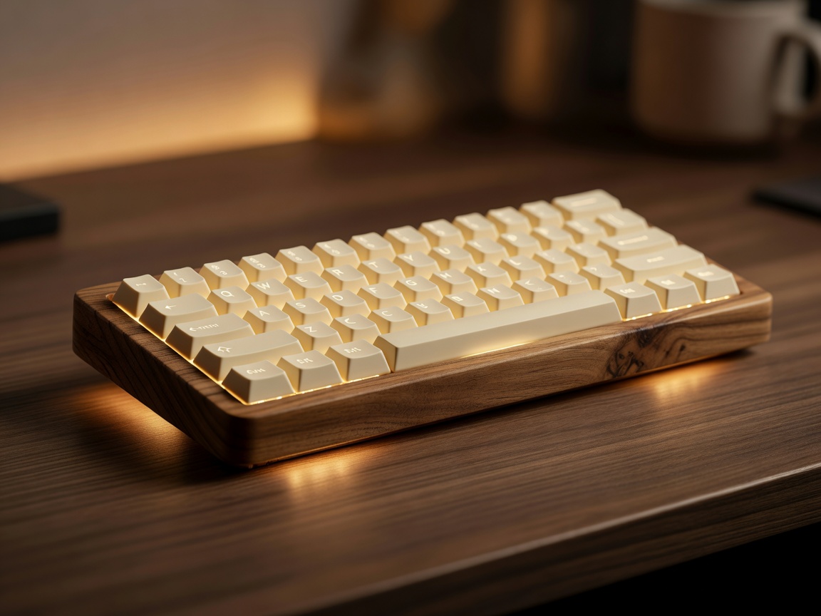 Warm-toned custom mechanical keyboard build with a compact layout